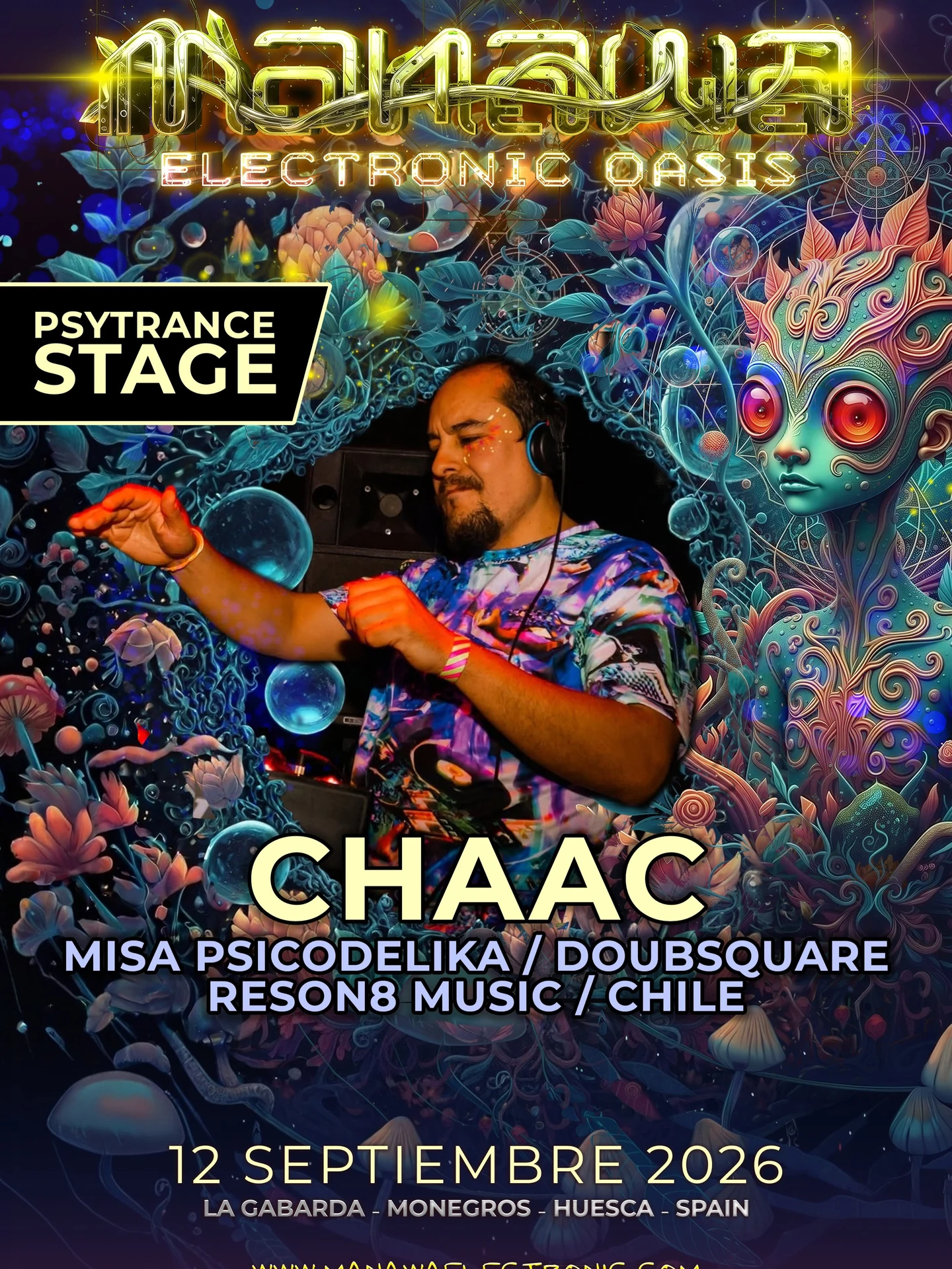 Cartel de Chaac para Manawa Electronic 2026