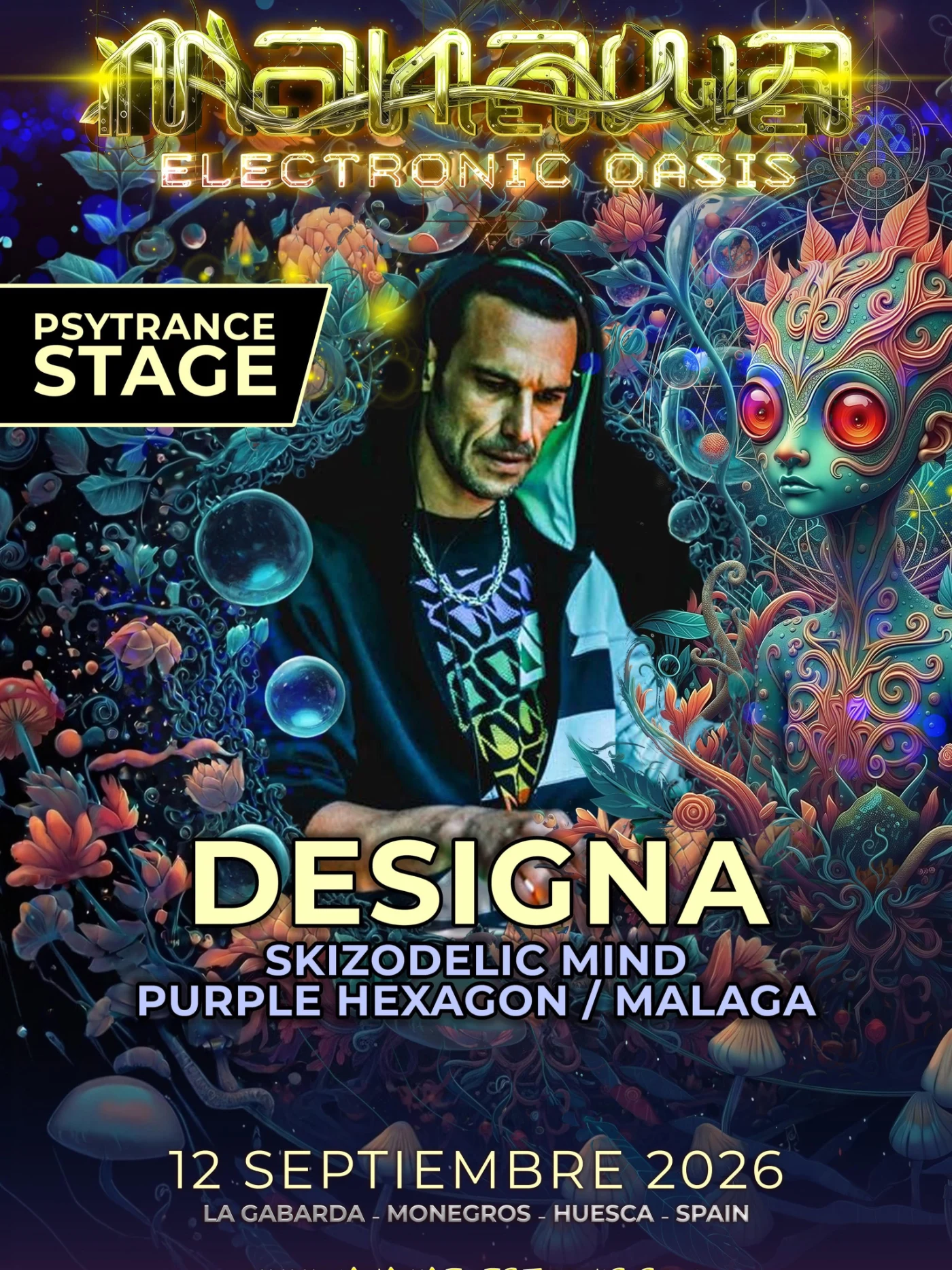 Cartel de DESIGNA para Manawa Electronic 2026